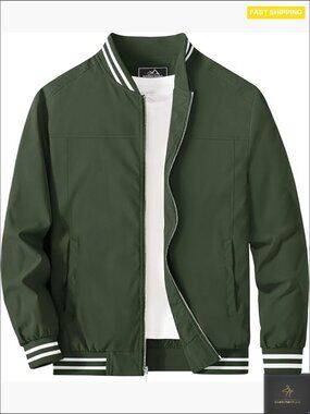 Lightweight Bomber Jacket Windbreaker Zip Up Casual Spring Fall Coat with